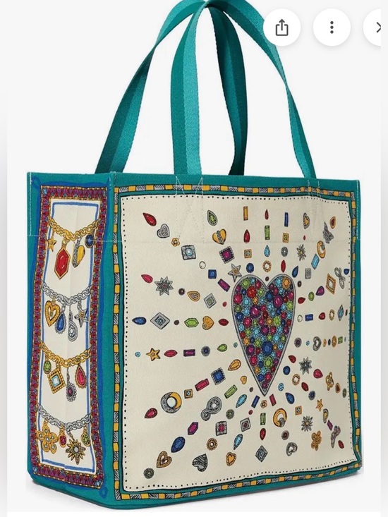 Brighton Handbags - NEW BRIGHTON CHARM Tote Bag with Teal Handles and Colorful Gem Motifs